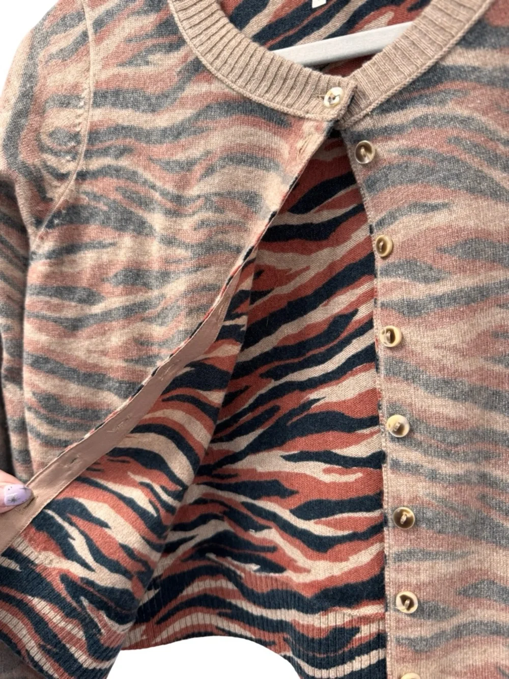Free People Tiger Stripe Cashmere Blend Knit Cardigan Small - Picture 4 of 7